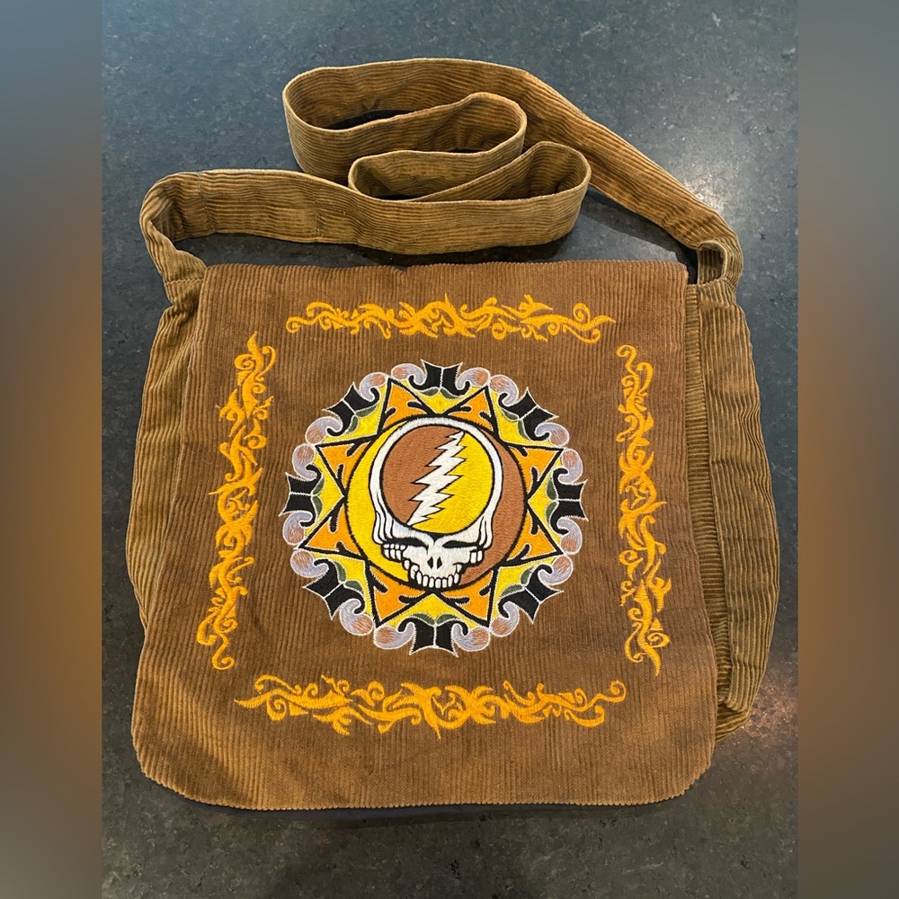 Gypsy Rose Grateful Dead brown corduroy messenger bag